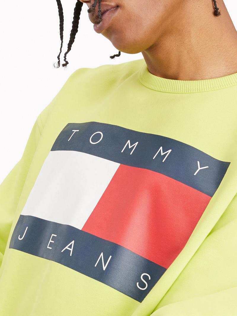 Férfi Tommy Hilfiger Flag Pulóverek Sárga | HU 905KOR